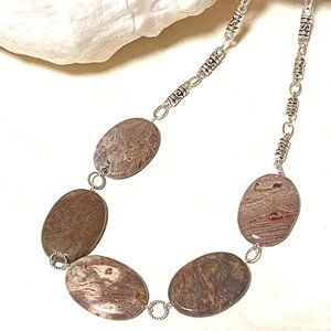 Earthy Jasper Flat Lay Collar Necklace, Geometric Genuine Gemstone Statement